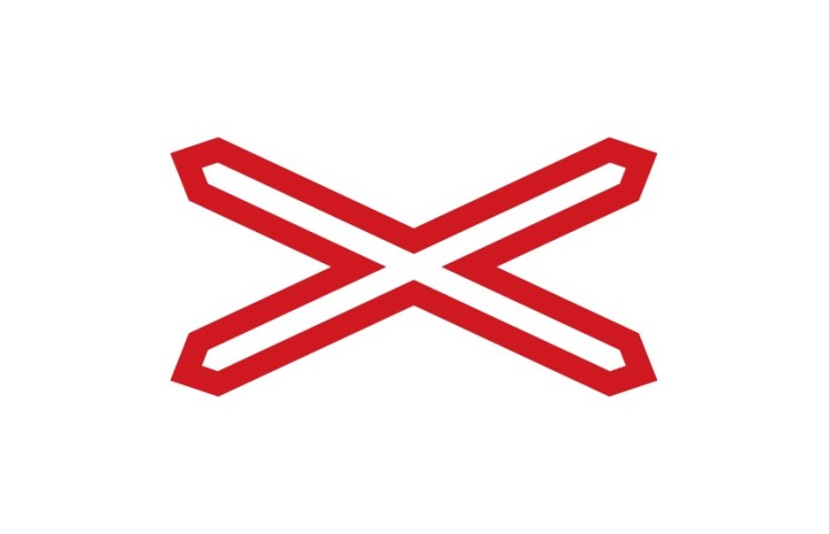 Dopravní značka A32a - Výstražný kříž pro železniční přejezd jednokolejný