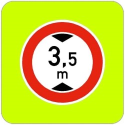 Dopravní značka B16 - Zákaz vjezdu vozidel, jejichž výška přesahuje vyznačenou mez, zvýrazněná