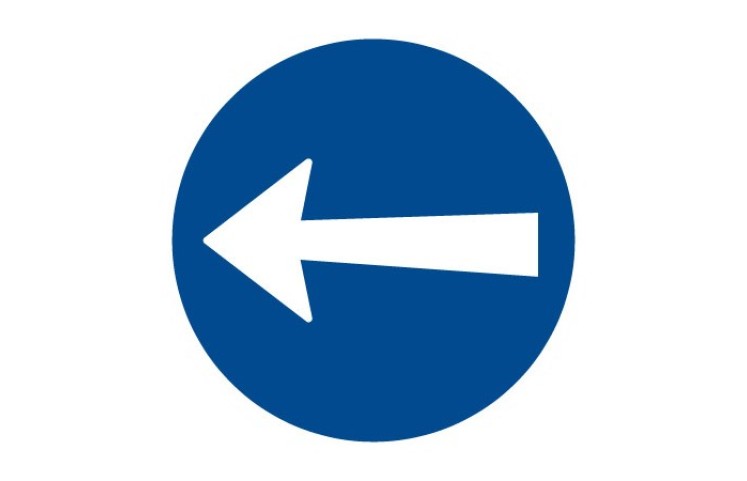 Dopravní značka C3b - Přikázaný směr jízdy zde vlevo Dopravní značka C3b - Přikázaný směr jízdy zde vlevo