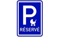 Dopravní značka IP12 + kočárek - Vyhrazené parkoviště pro kočárek
