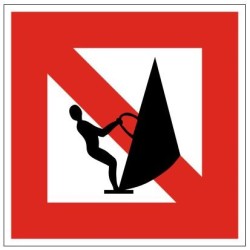 Plavební znak A17 - Zákaz plavby plováků s plachtou (windsurfů)