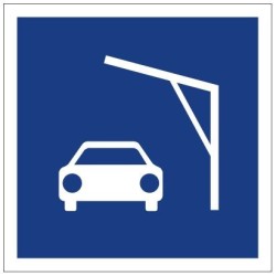 Plavební znak E7.1 - Povolené stání plavidel za účelem naložení nebo vyložení vozidla